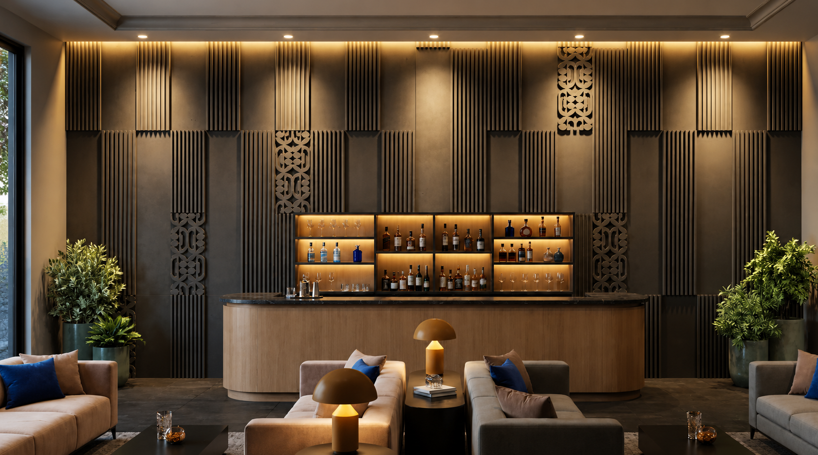 Dark fluted wall panel installation